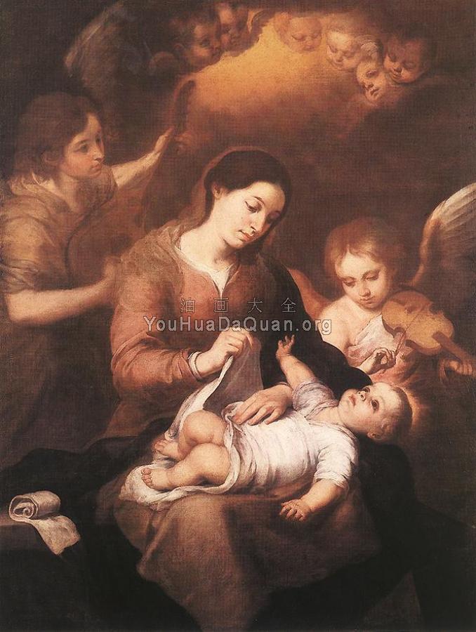 Mary and Child with Angels Playing Music - 巴托洛梅·埃斯特班·牟利罗